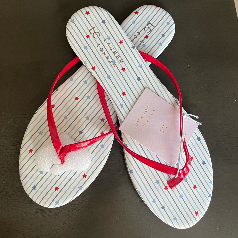 Lauren Conrad Red and White Flip Flops